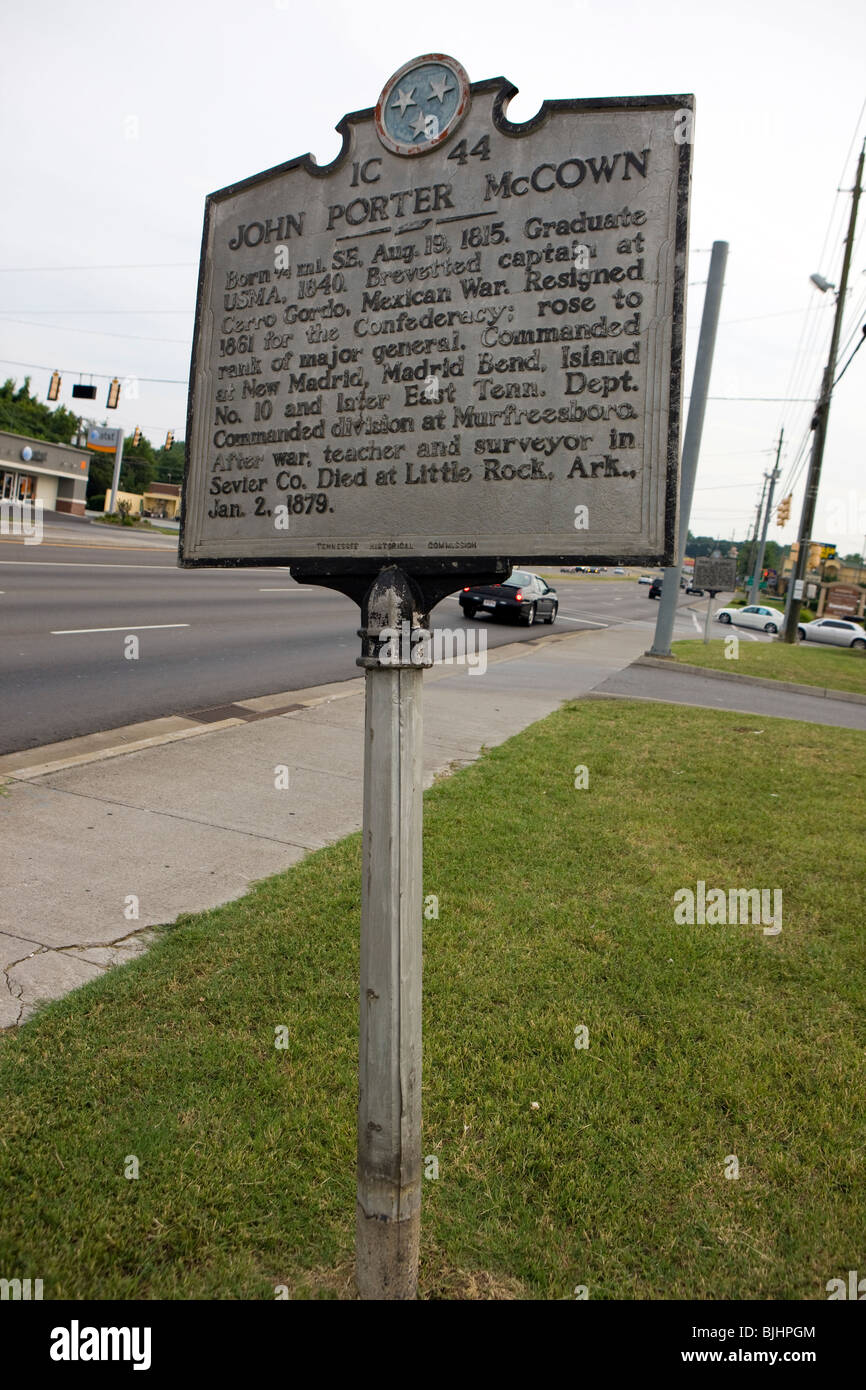 Tennessee Historical marker about John Porter McCown, Sevier County