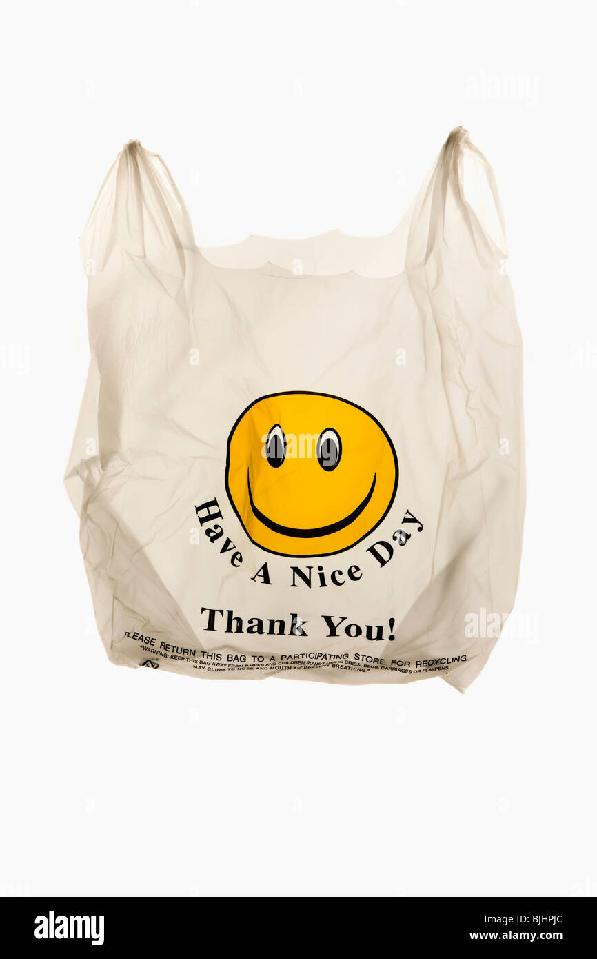 White Plastic Bags Carry Out Shopping Bags Smiley Smiling Smile Face  Polybags - UZBAG Store