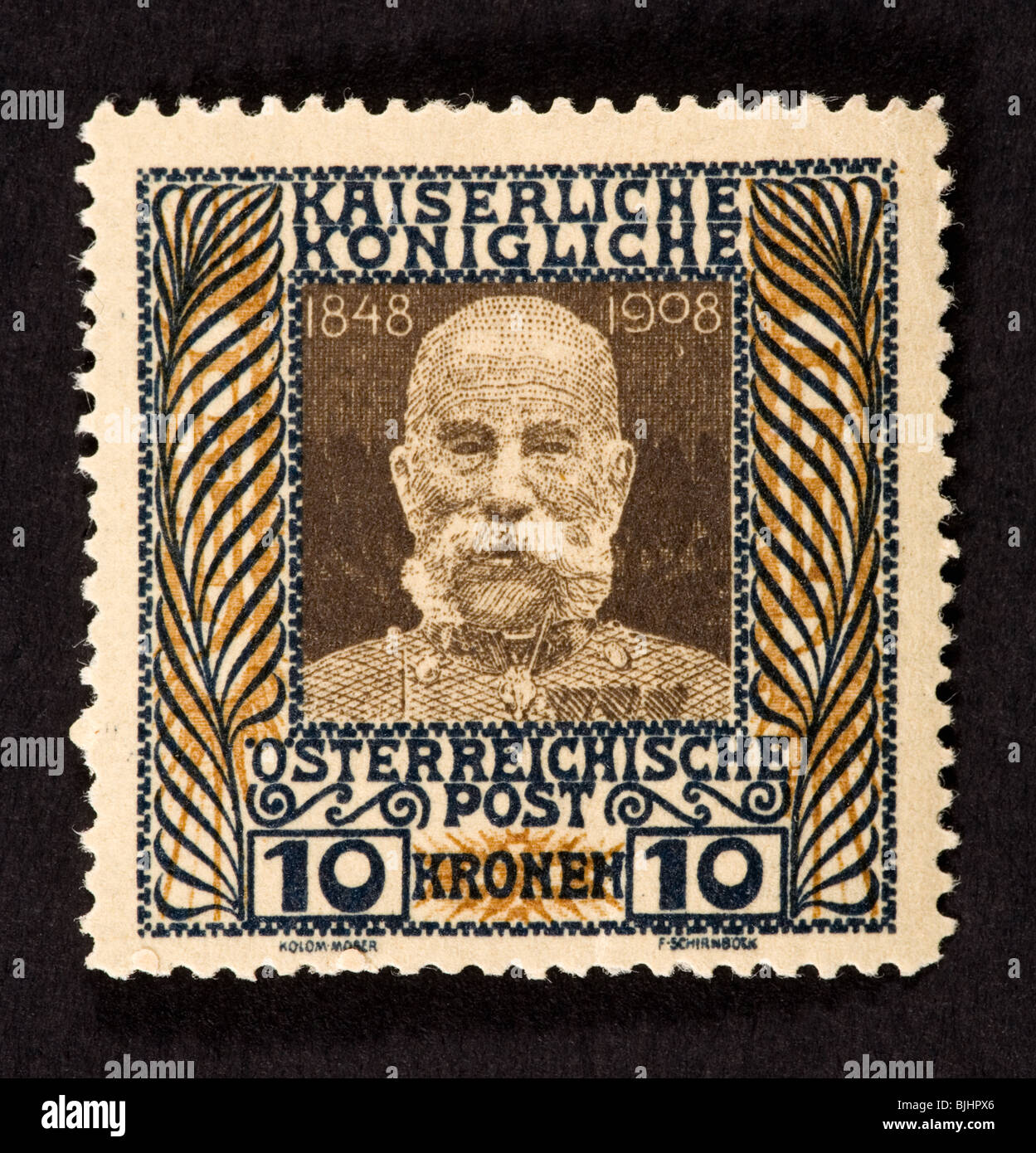 Postage stamp of an Austrian stamp depicting Franz Josef Stock