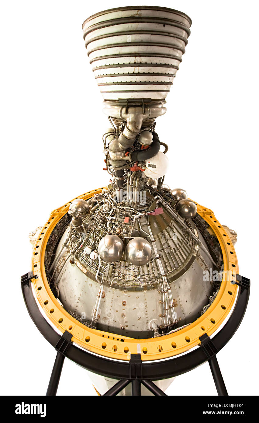 Booster F1 engine Saturn rocket NASA Space Center Houston Texas USA Stock Photo