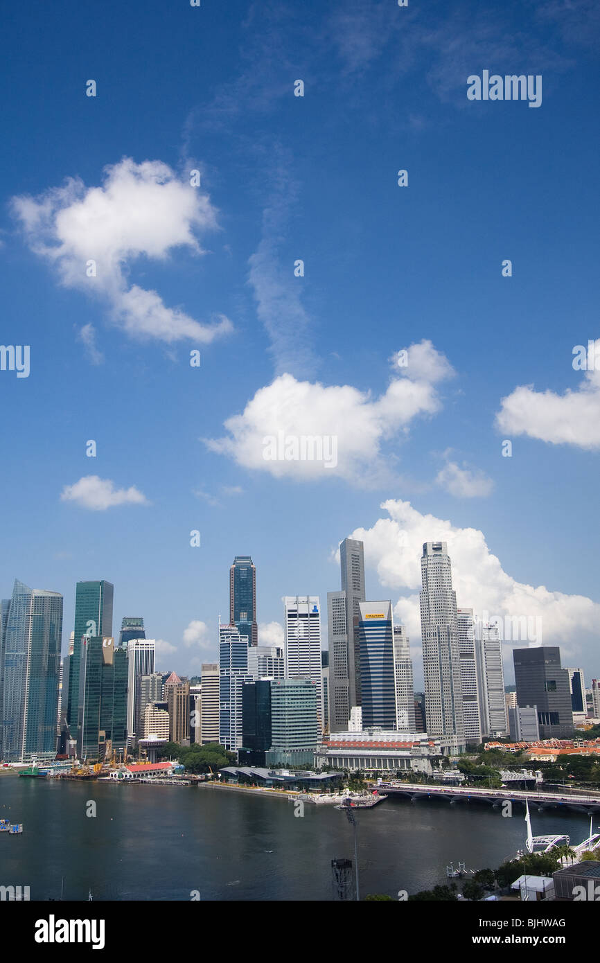 Singapore Cityscape, Central Business District, view from the Marina Bay waterfront. Stock Photo