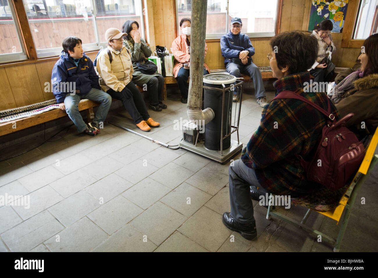 Yudanaka Station waiting room Stock Photo