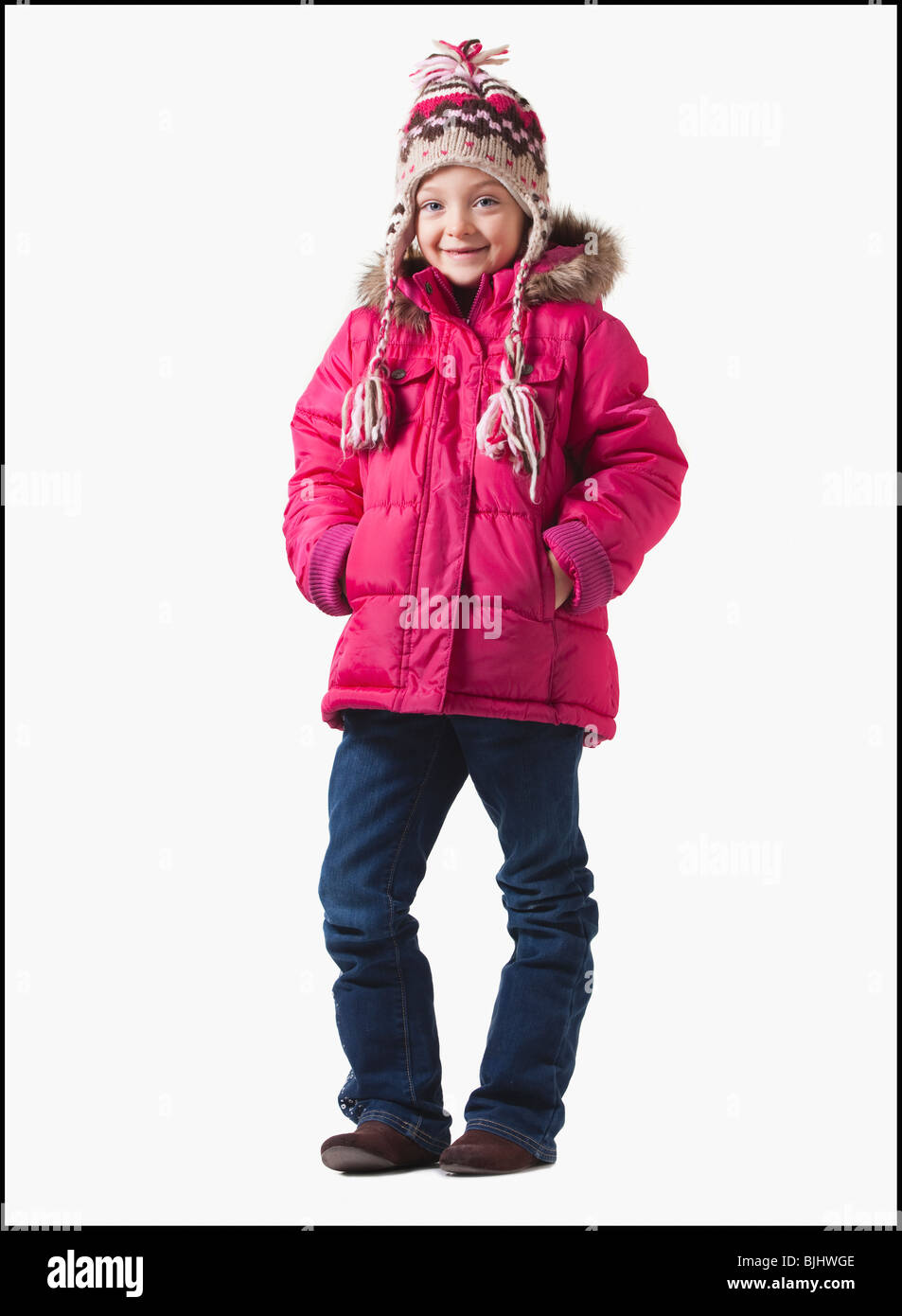 Young girl wearing winter clothing Stock Photo Alamy