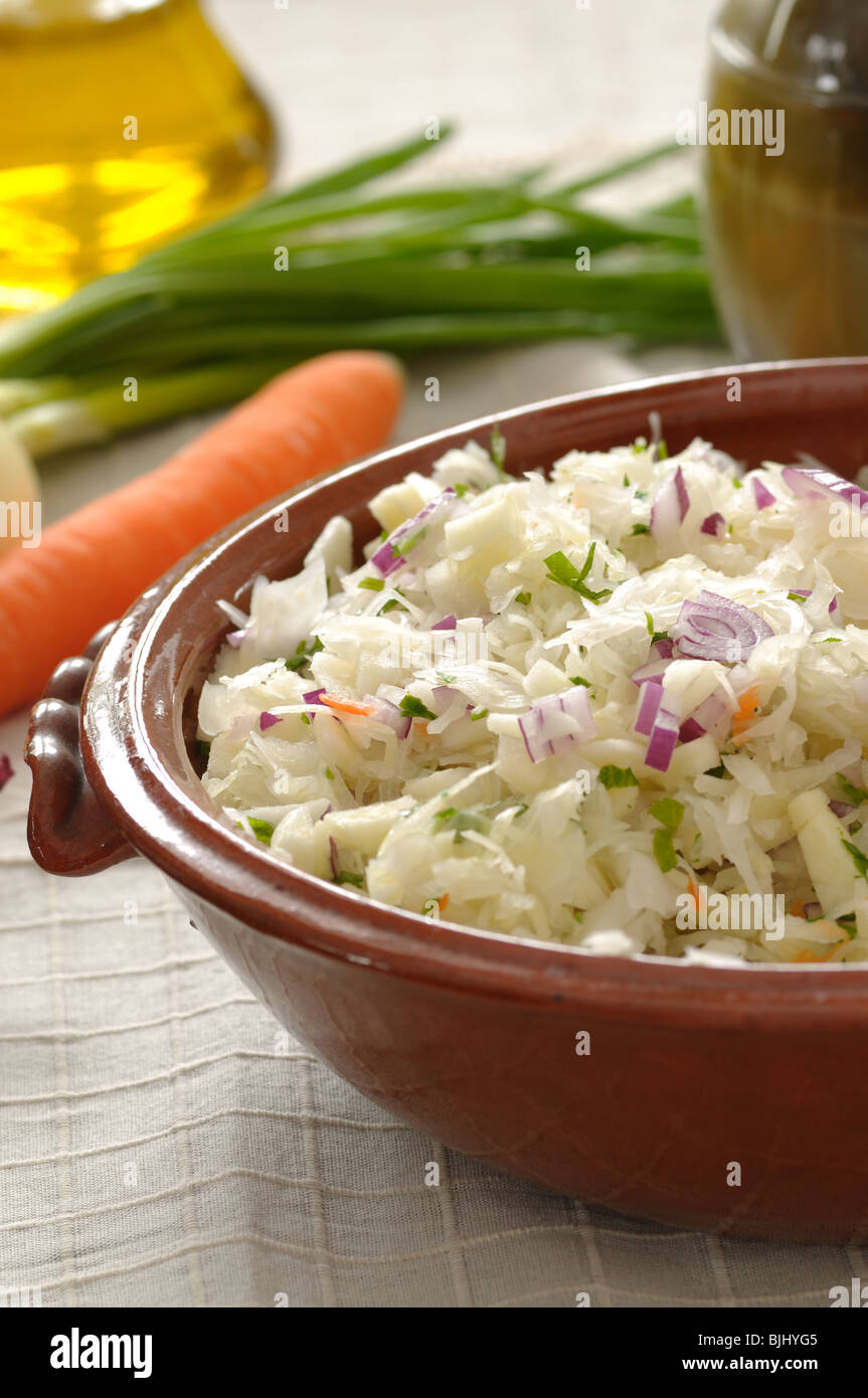 Traditional polish salad made of pickled cabbage Stock Photo