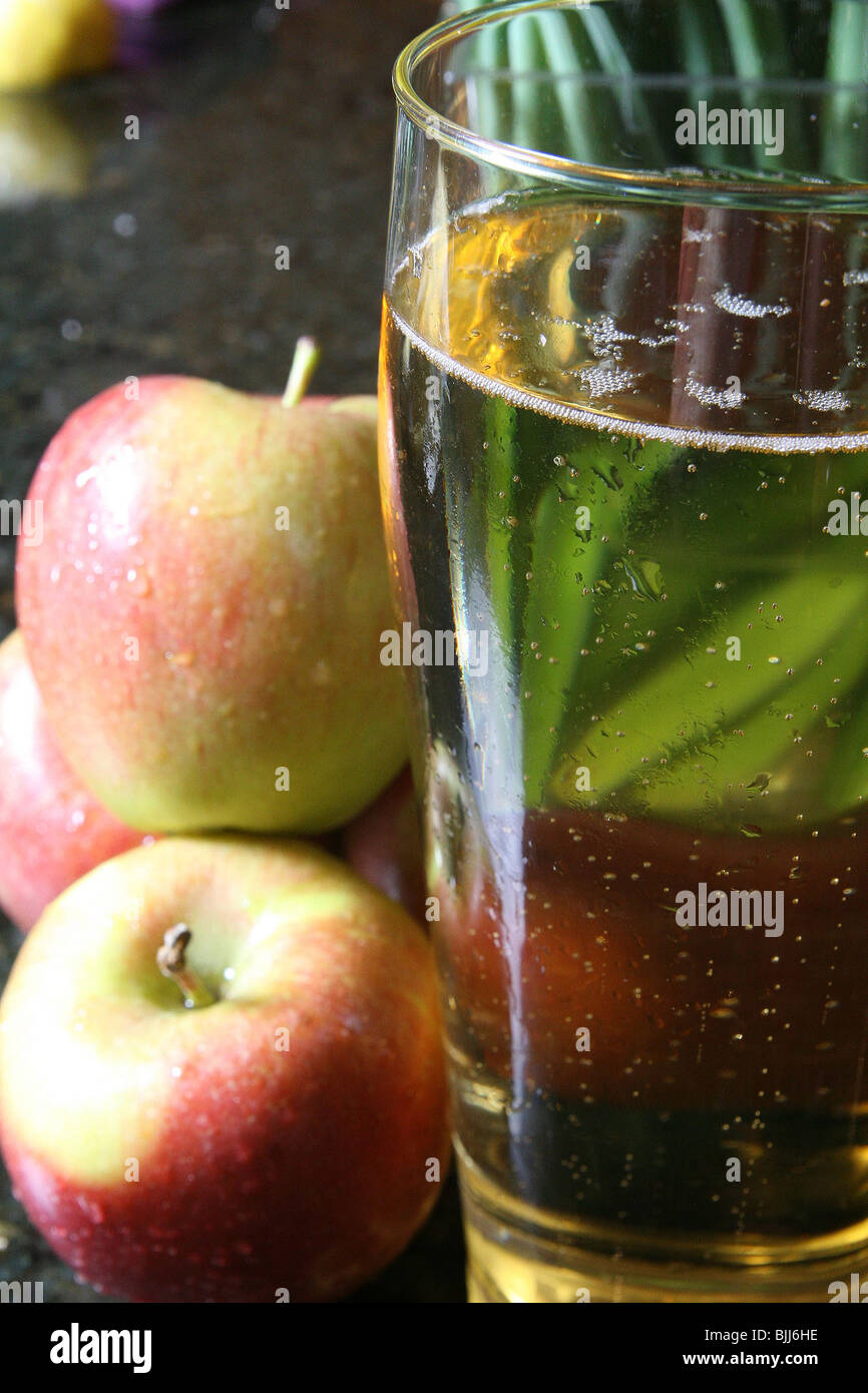 Glass of Cider in light of 10 per cent tax rise in UK Bugdet Stock Photo