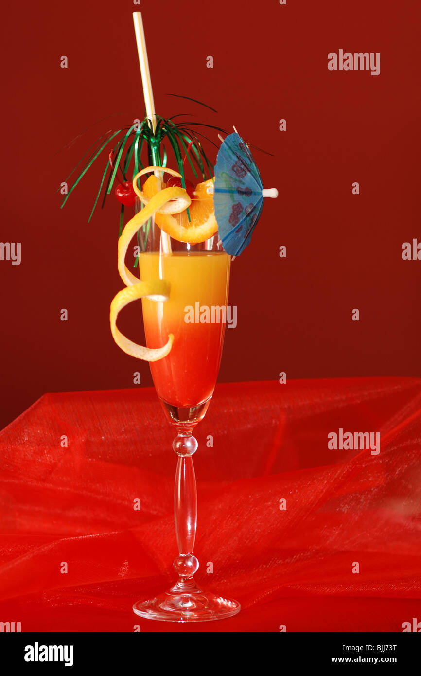 Tequila Sunrise drink made of tequila, orange juice and grenadine syrup