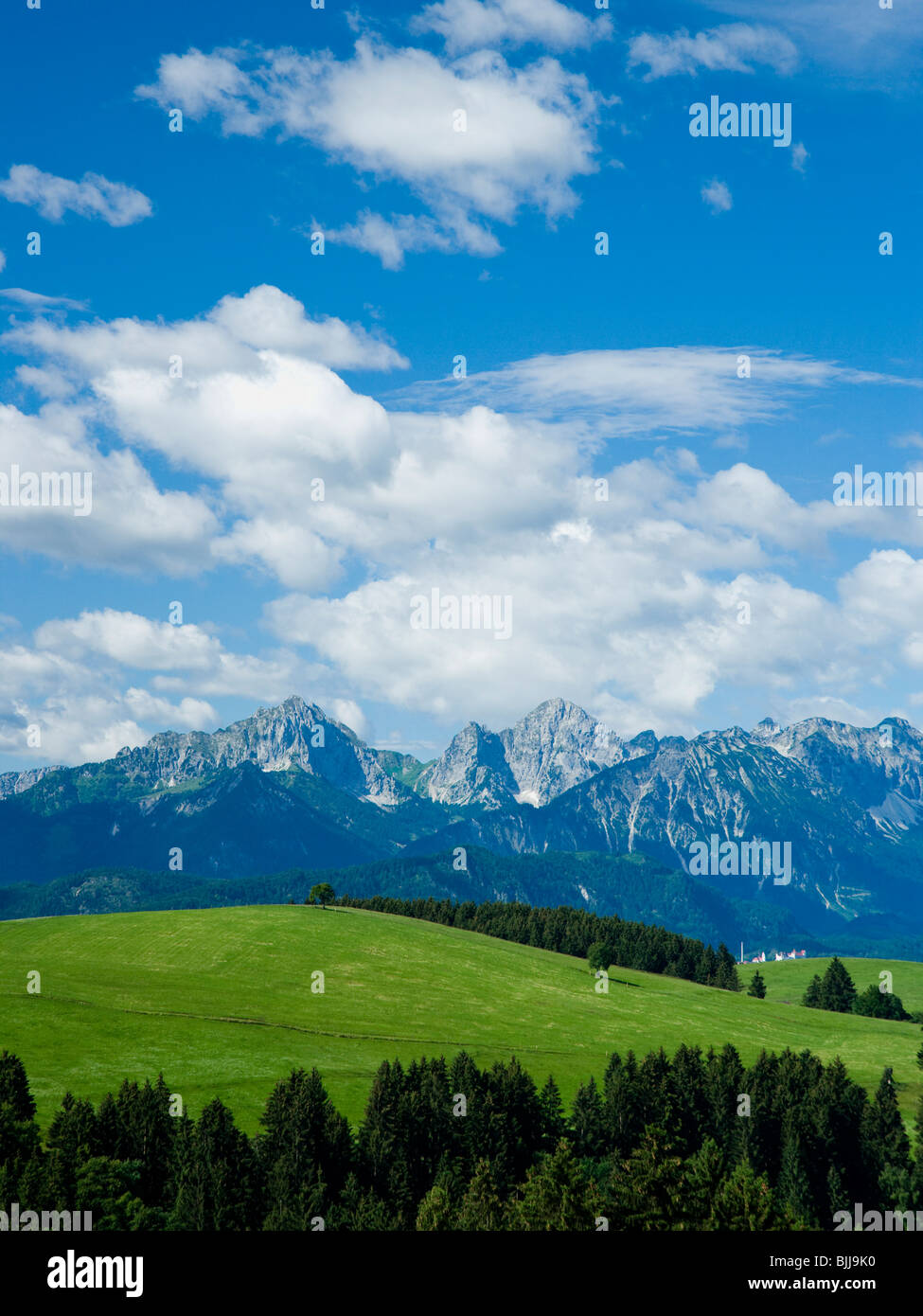 Valley and mountains with blue sky and clouds Stock Photo - Alamy