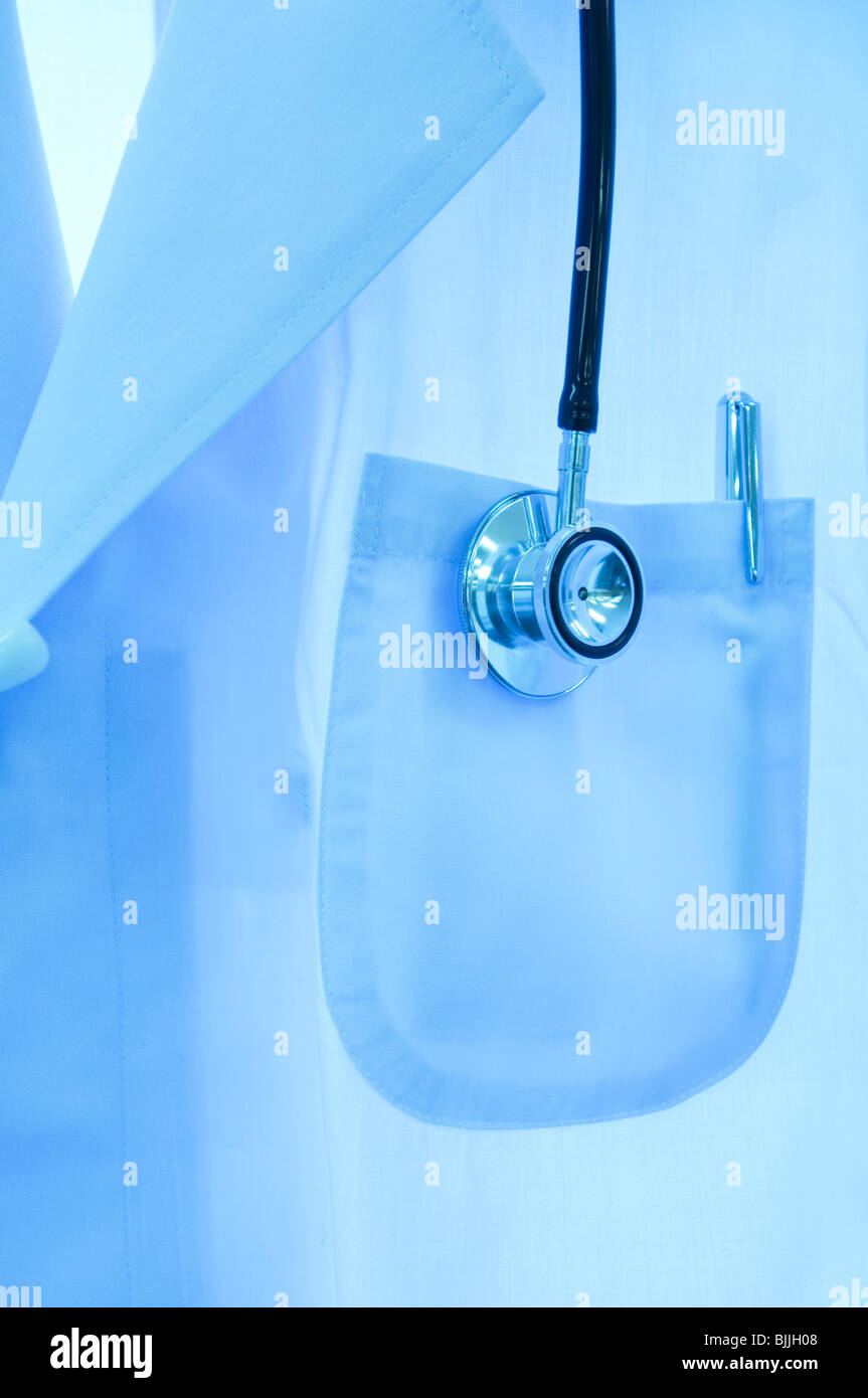 A lab coat with stethoscope Stock Photo