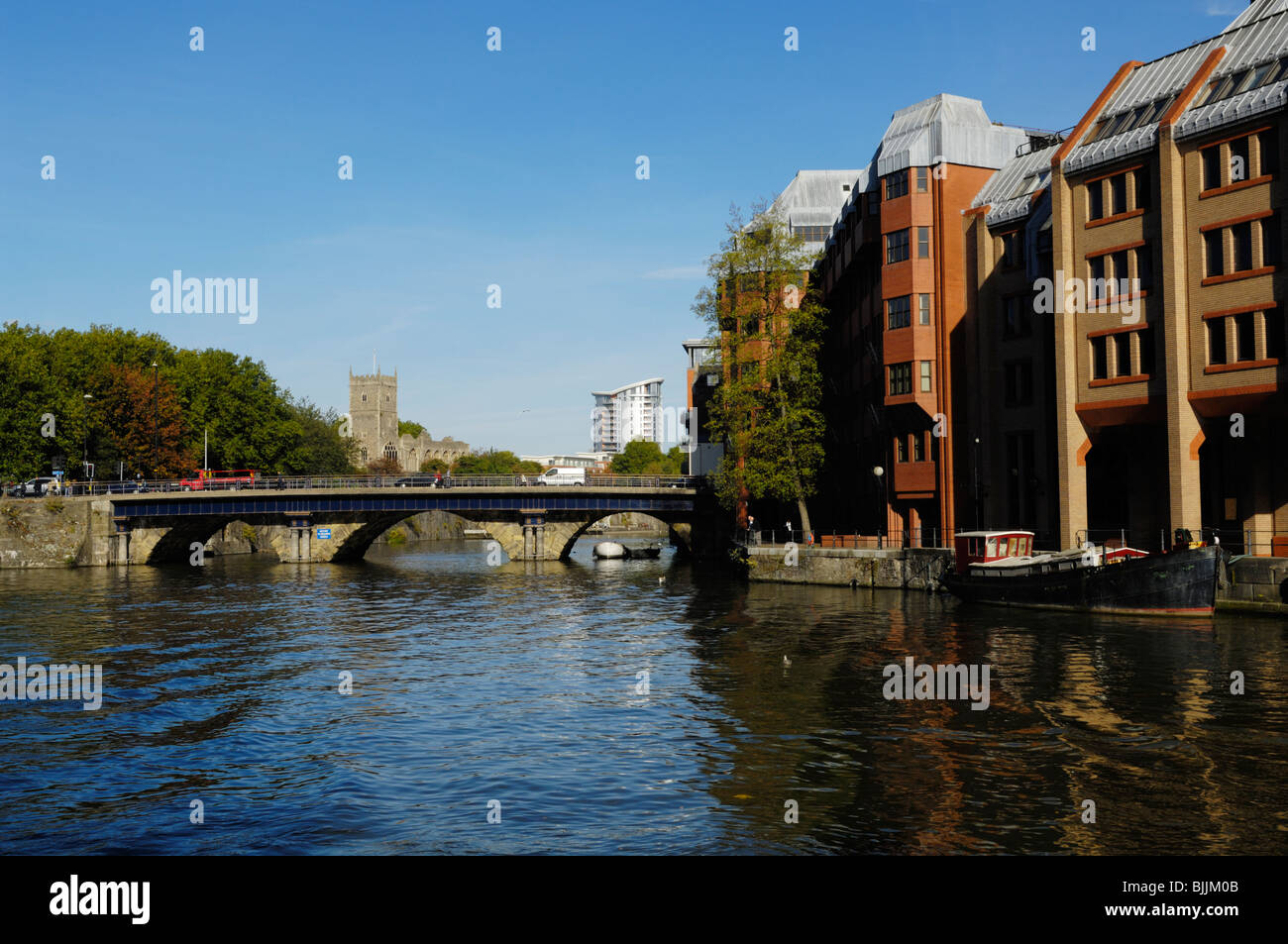 Bristol Bridge over the Floating Harbour viewed from Welsh Back
