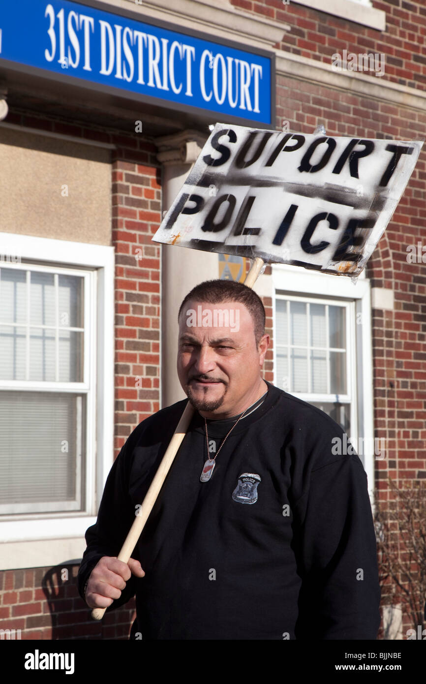 Policeman Pickets Rally Calling for More Diversity in Police Force Stock Photo