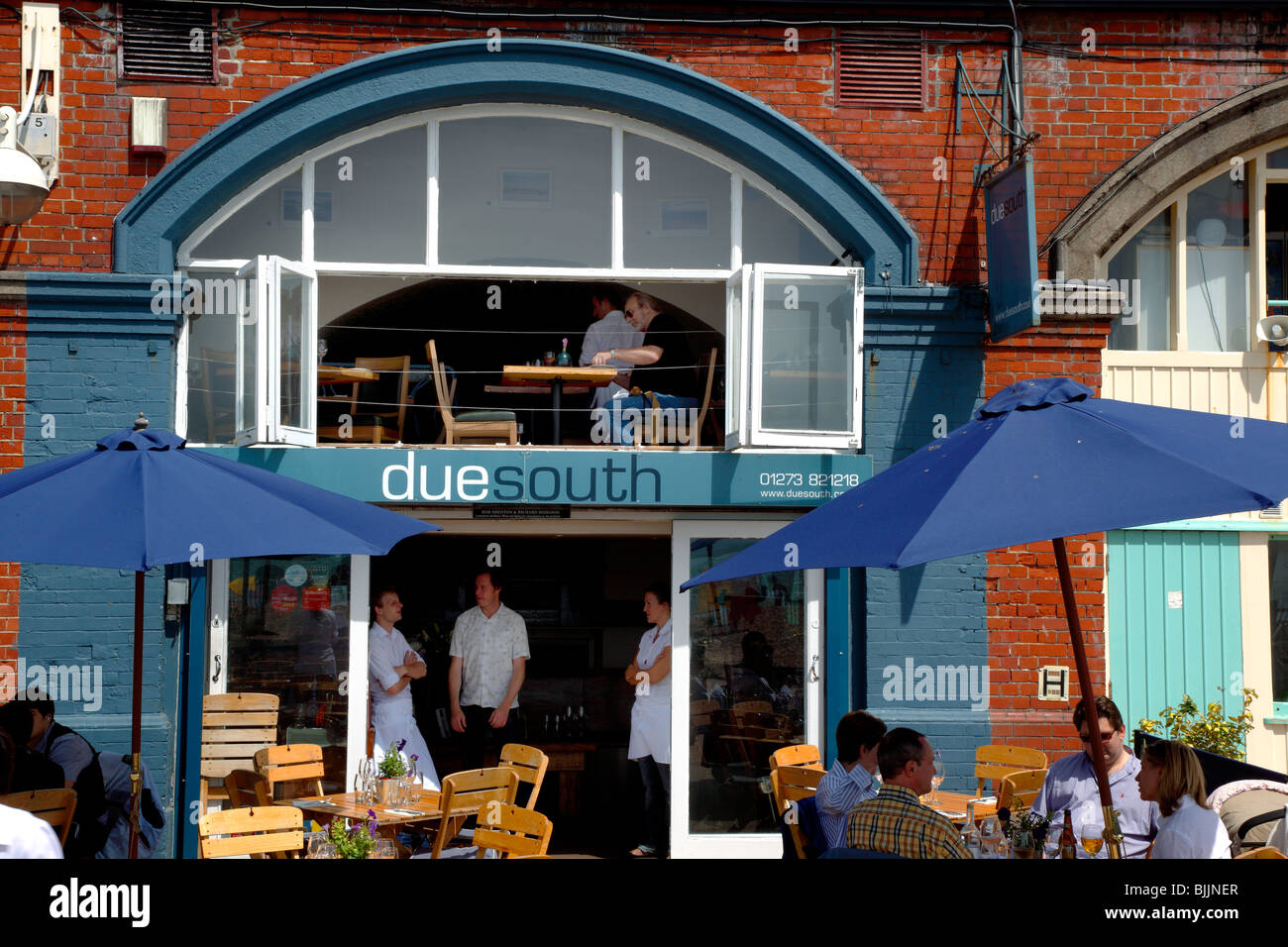 England, East Sussex, Brighton, Kings Road Arches, Due South Seafood Restaurant. Stock Photo