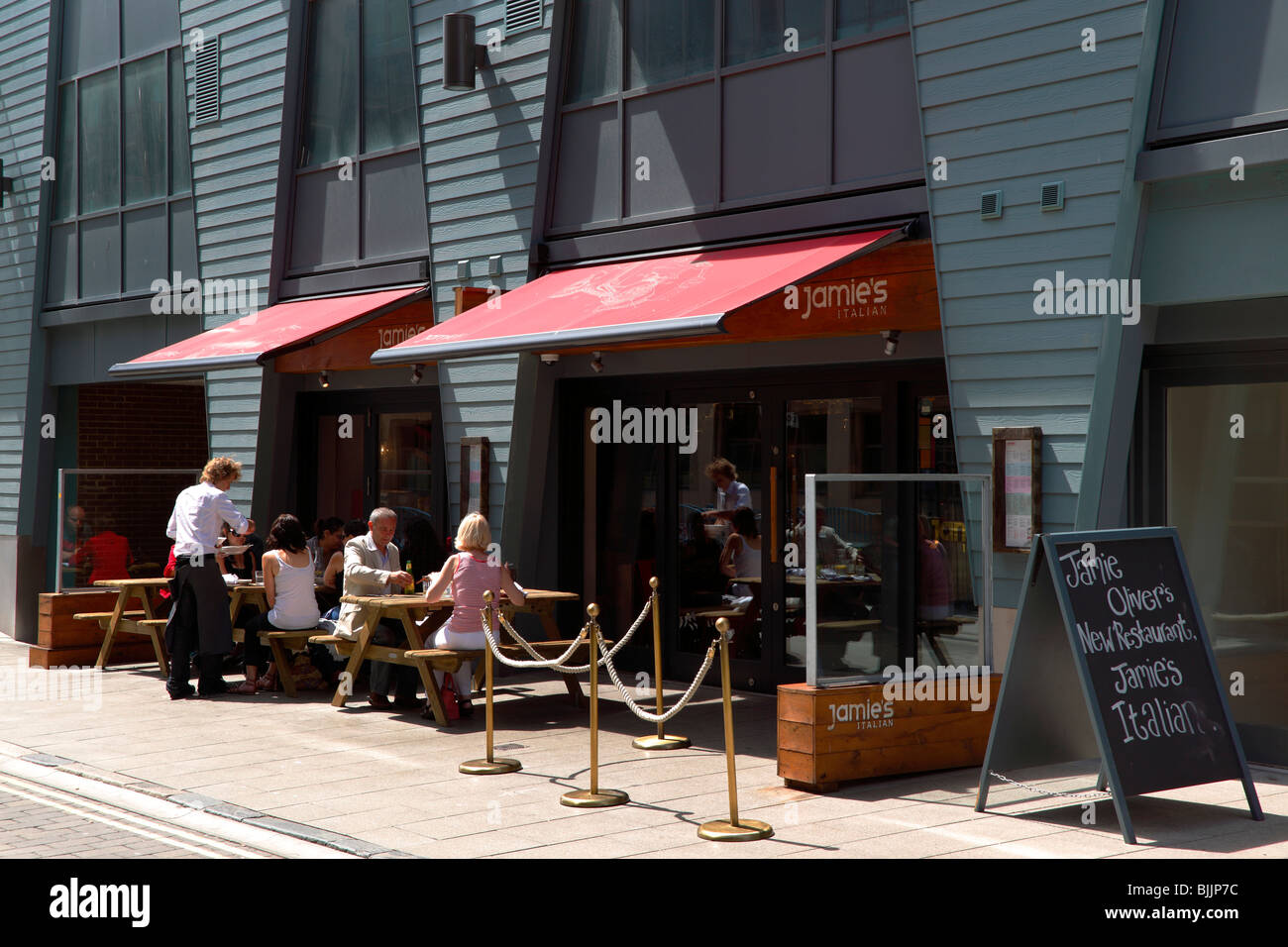 England, East Sussex, Brighton, Black Lion Street, Exterior of Jamie's Italian Restaurant. Stock Photo