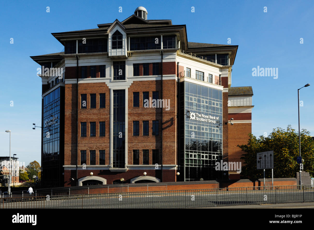 The Royal Bank of Scotland Group office in Avon Street viewed from Temple Way, Bristol, England. Stock Photo