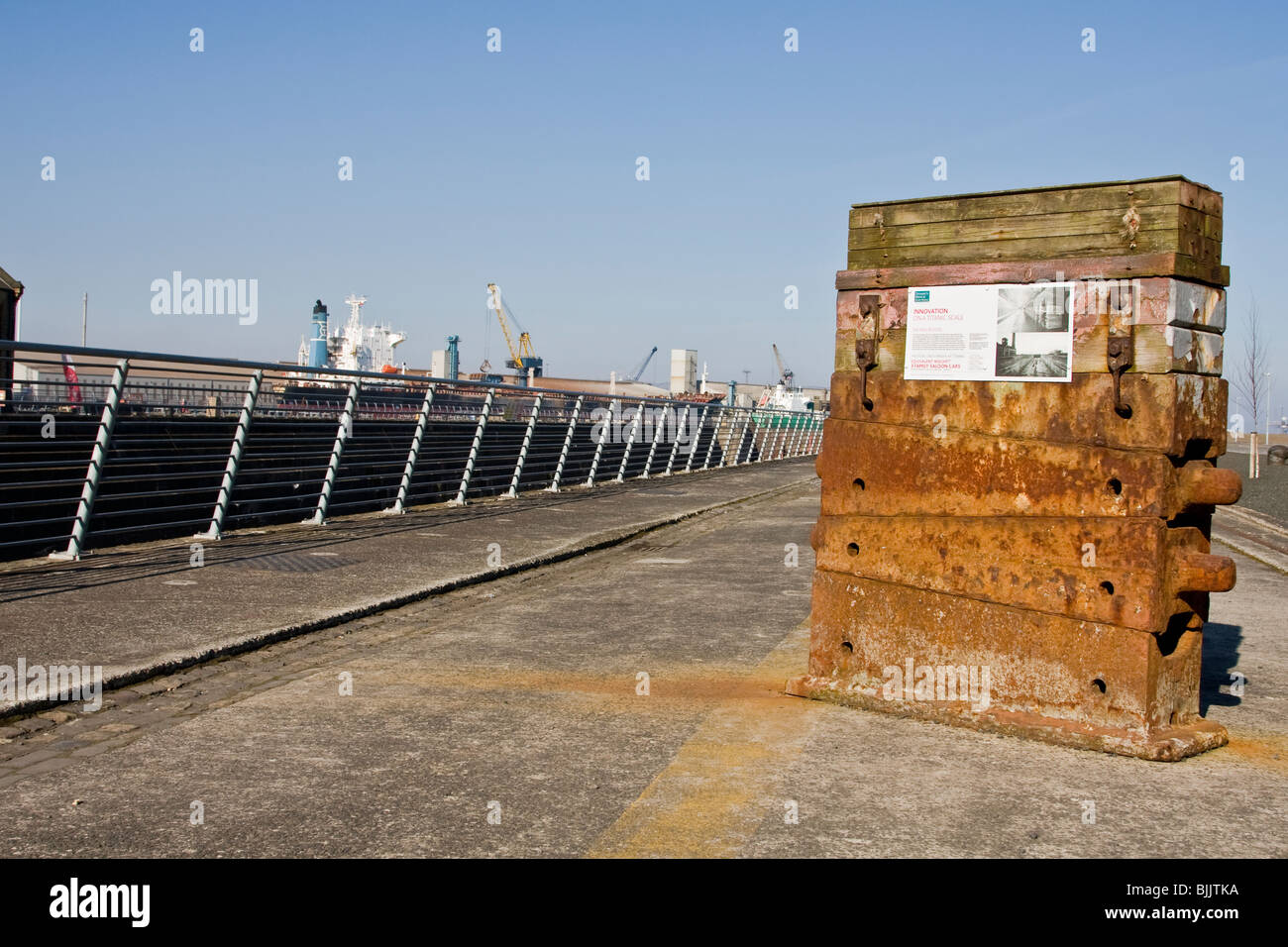 Keel blocks beside the Thompson Dock, Titanic Quarter, Belfast Stock Photo