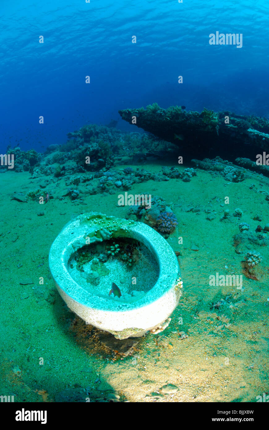 Wreck at Yolanda reef  in the Red Sea, off coast of Egypt. Stock Photo
