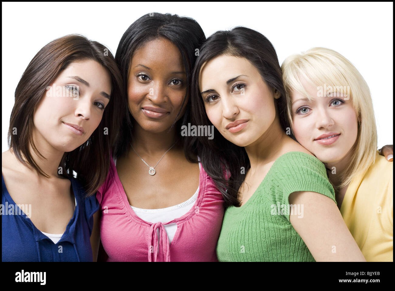 Four women hugging and smiling Stock Photo - Alamy