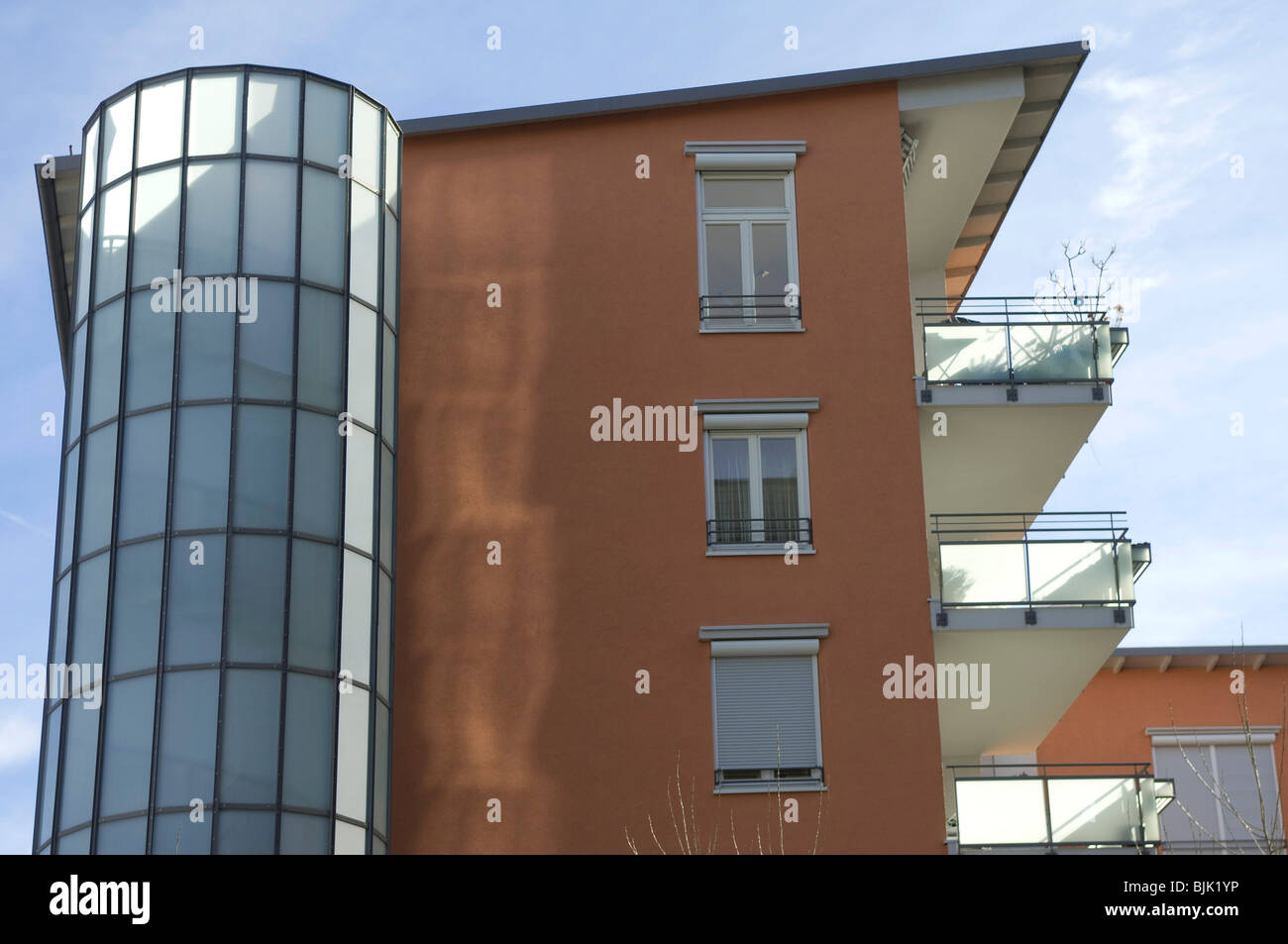 Image showcasing Combination of glass and brick construction Stock Photo - Alamy