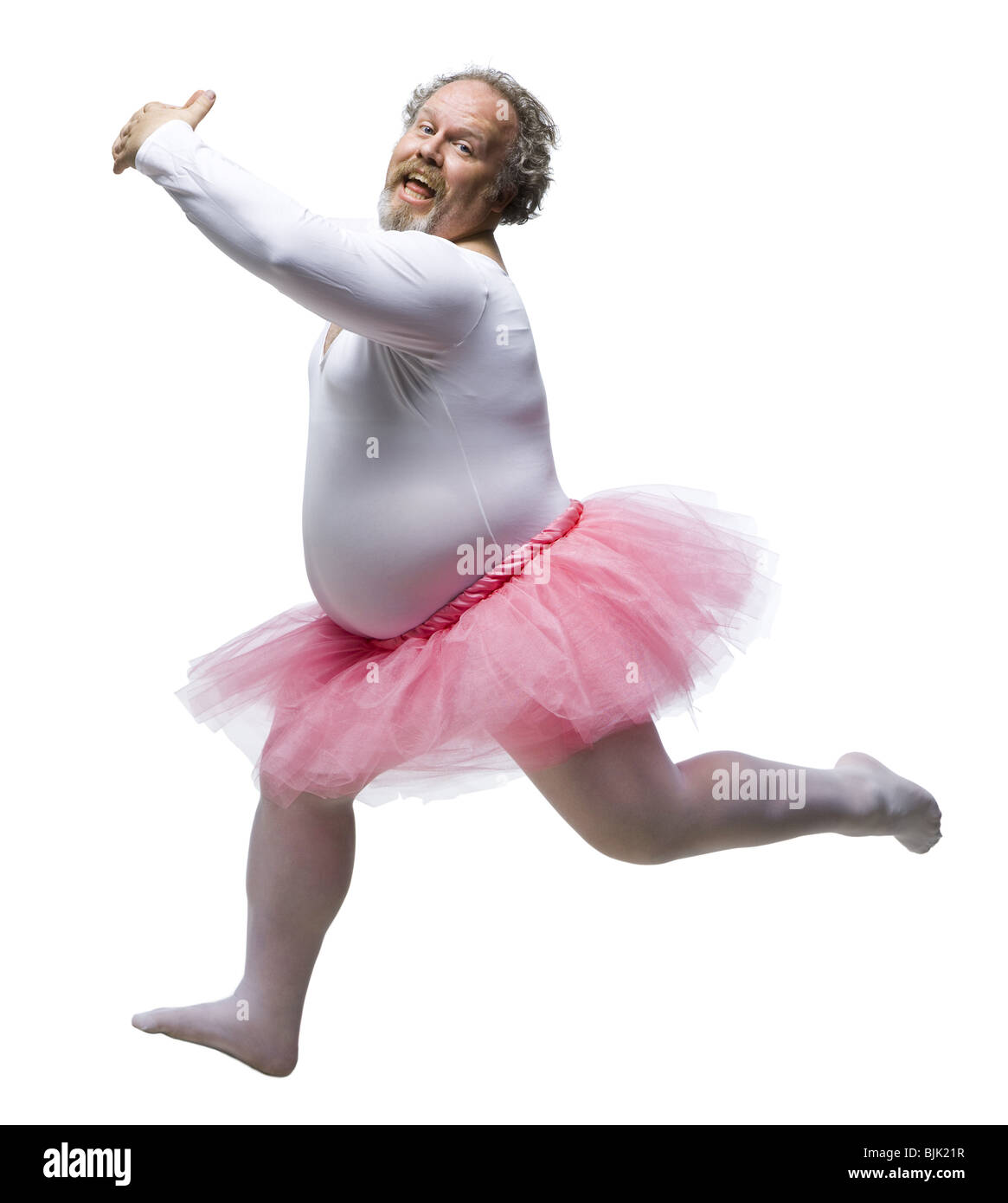 Overweight man in ballerina tutu smiling and dancing Stock Photo - Alamy