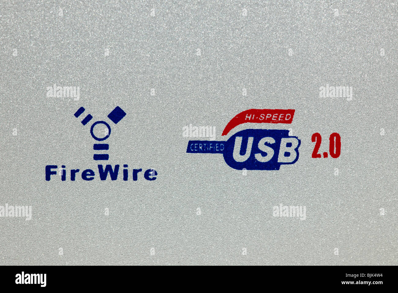 Firewire and USB 2.0 markings Stock Photo