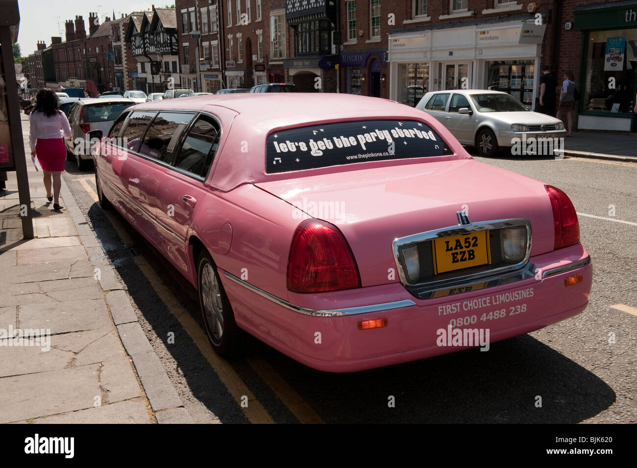 Pink stretch Limousine Stock Photo
