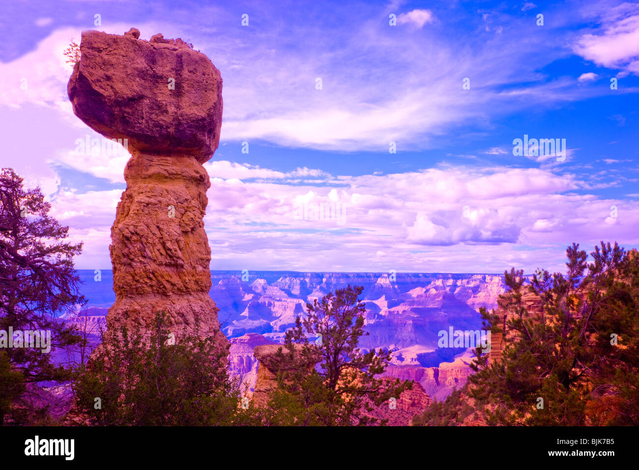 Pinnacle on South Rim, Grand Canyon National Park, Arizona, Kaibab limestone, Colorado River, Near Yaki Point Stock Photo