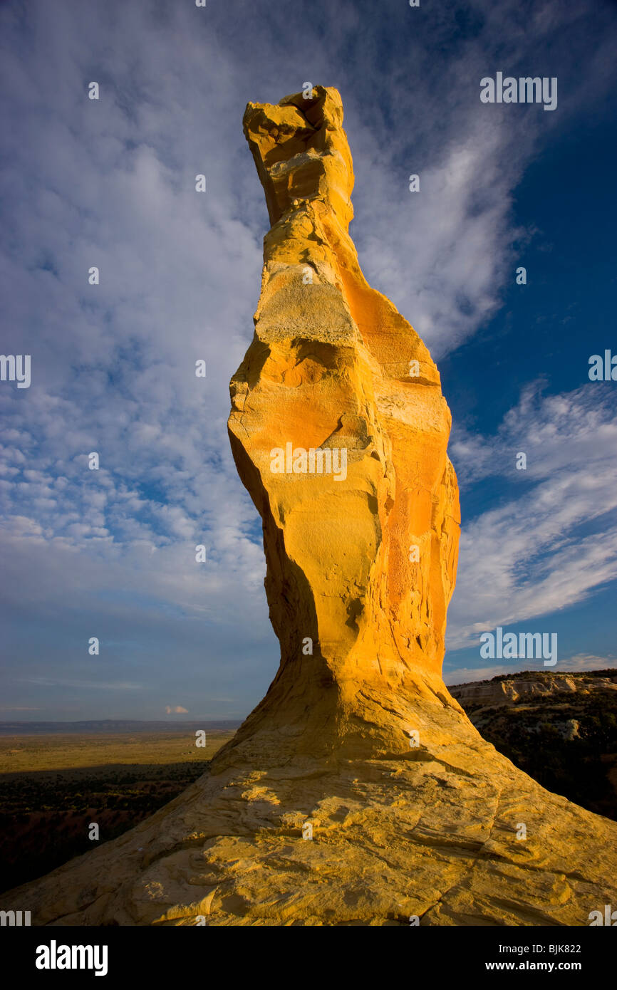 Navajo Stand Rock, Colorado Plateau, Arizona, Huge pinnacle at sunset Stock Photo