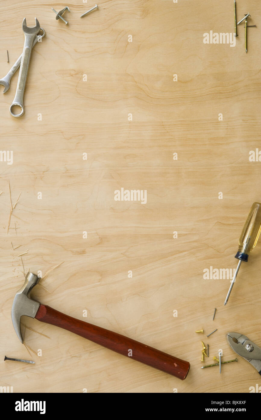 Tools And Fasteners On Hardwood Floor Stock Photo 28698279 Alamy