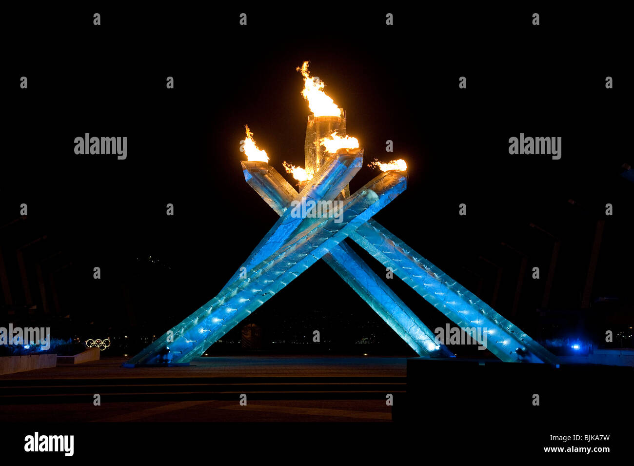 This is an image of the Olympic torch in Vancouver during the 2010 winter games. Stock Photo