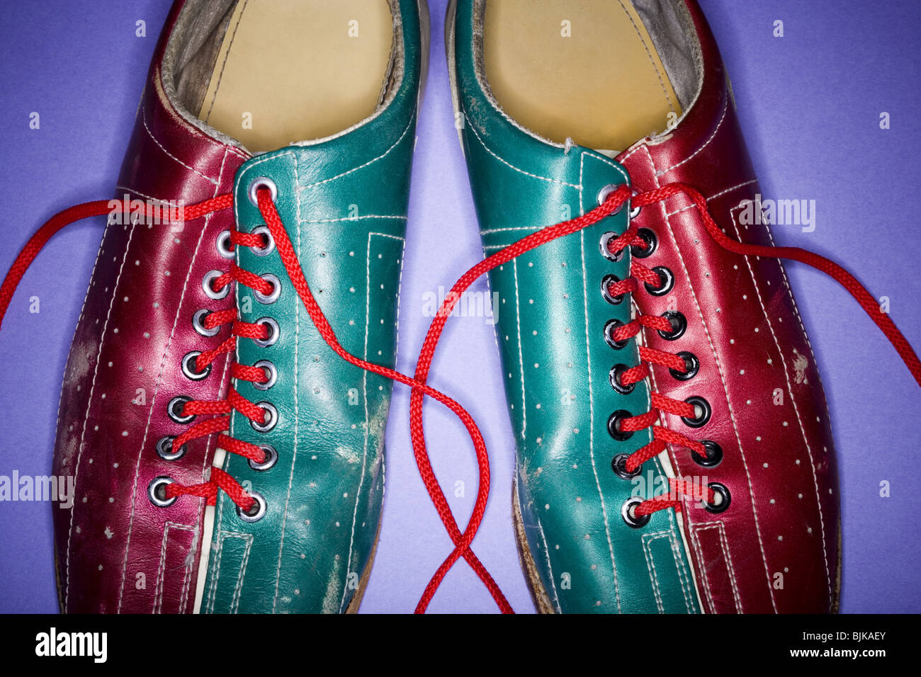 Overhead view of bowling shoes Stock Photo