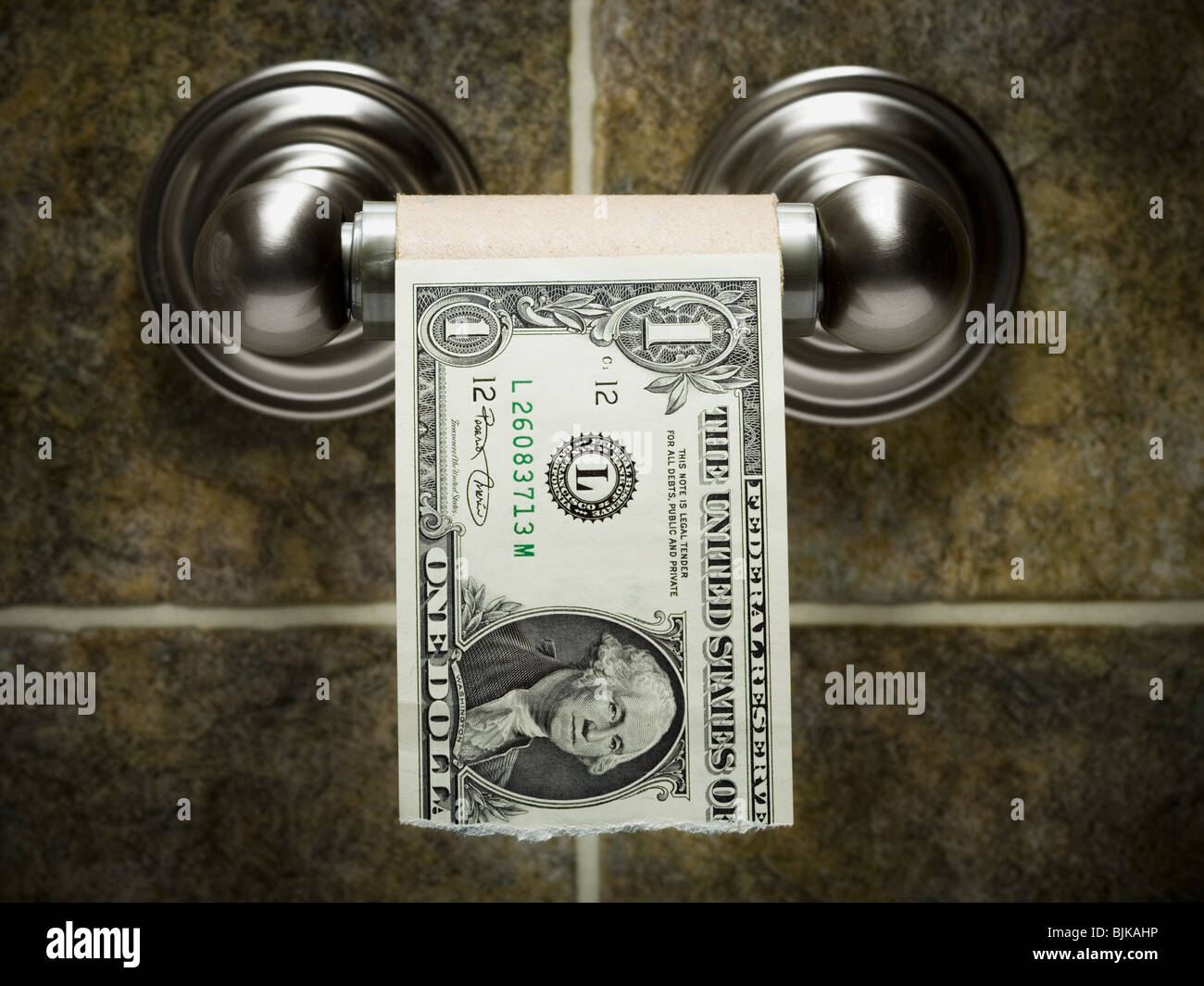 US dollar bills on toilet paper roll Stock Photo Alamy