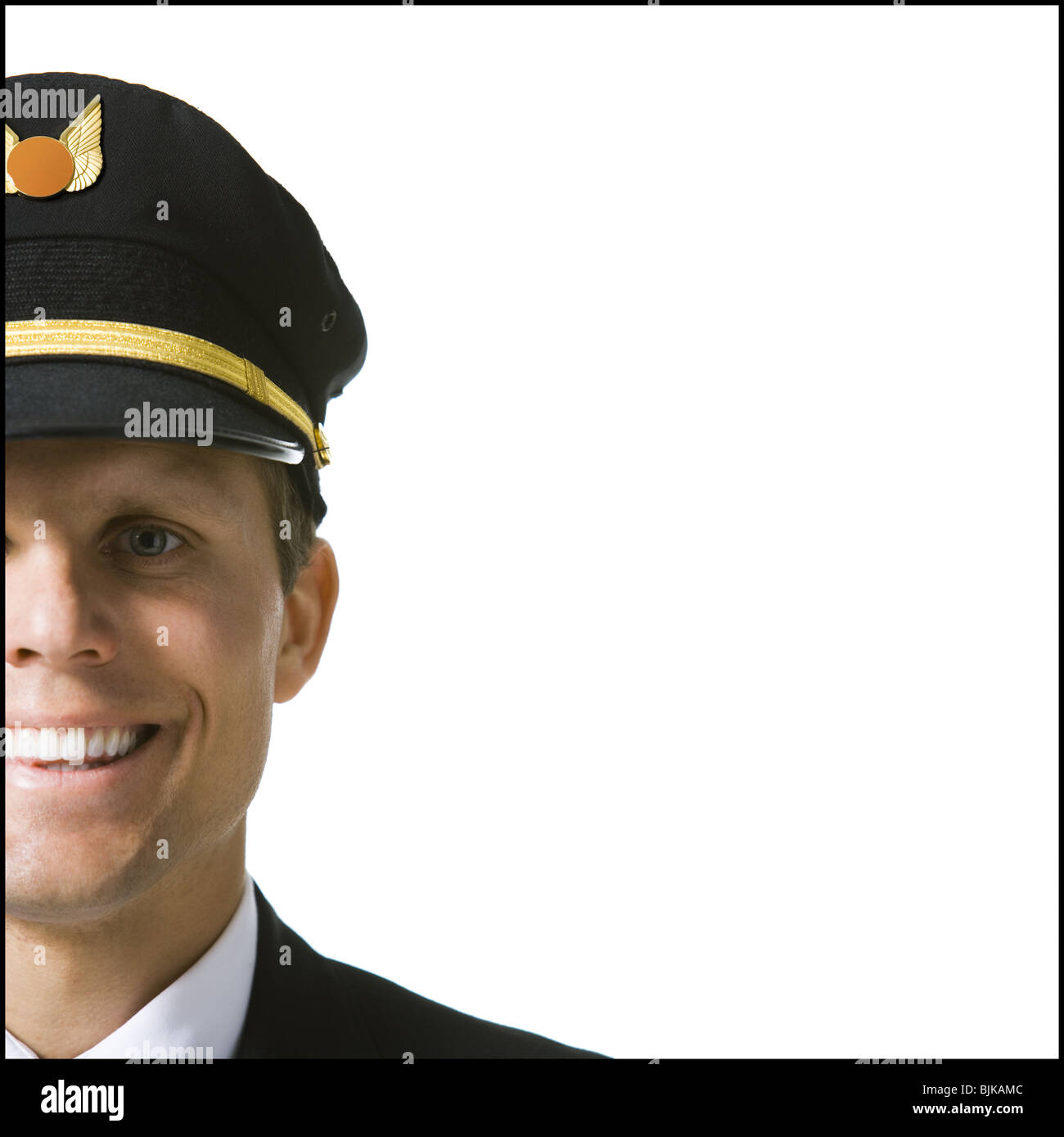 Closeup cross section of male pilot Stock Photo