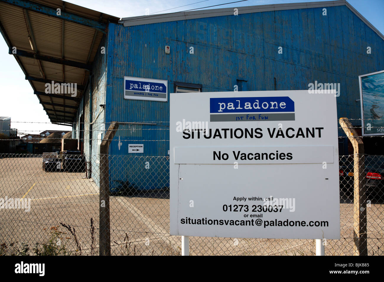 England, West Sussex, Shoreham-by-Sea, Situations Vacant sign outside factory. No Vacancies. Stock Photo