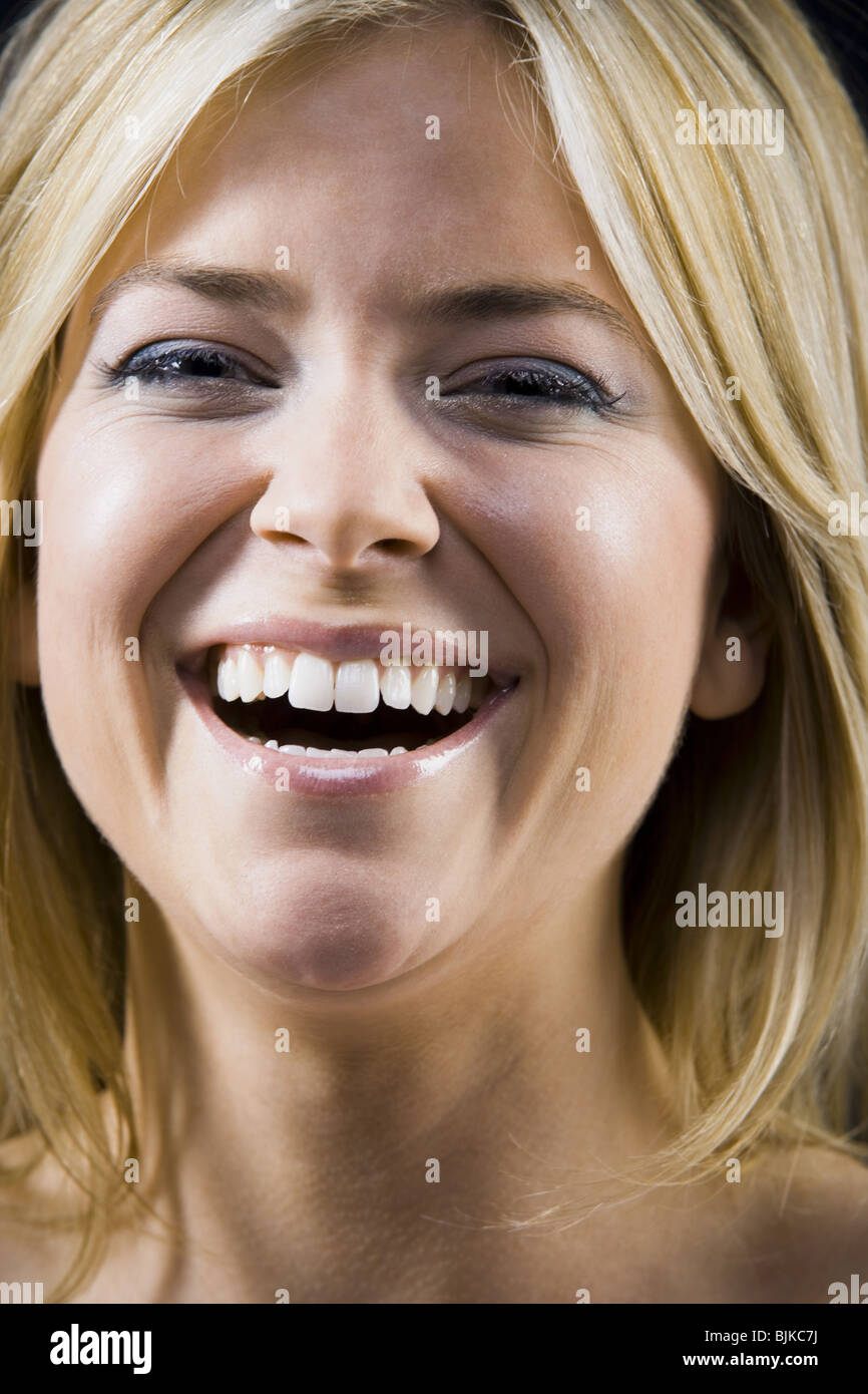 Closeup of woman laughing Stock Photo Alamy