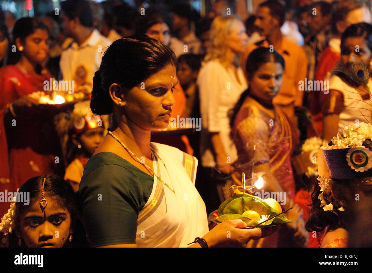 Procession, Hindu temple festival in Pulinkudi, Kerala state, India, Asia Stock Photo