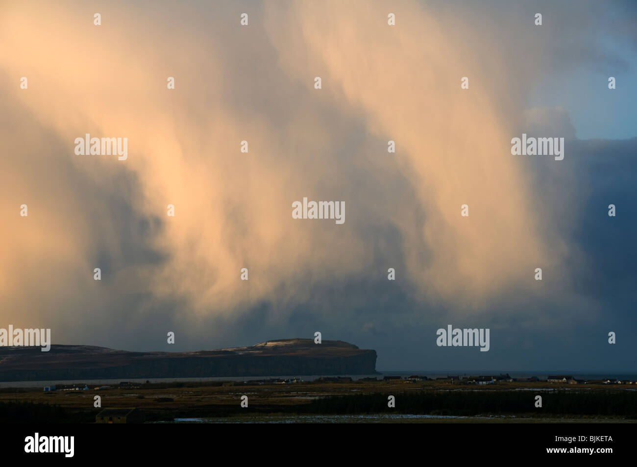 Shower clouds over Dunnet Head, Caithness, Scotland, UK Stock Photo