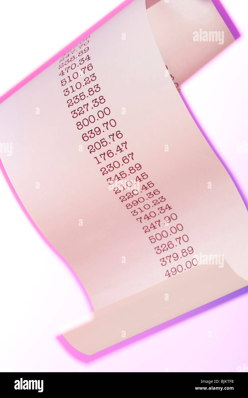 Adding machine tape Stock Photo Alamy