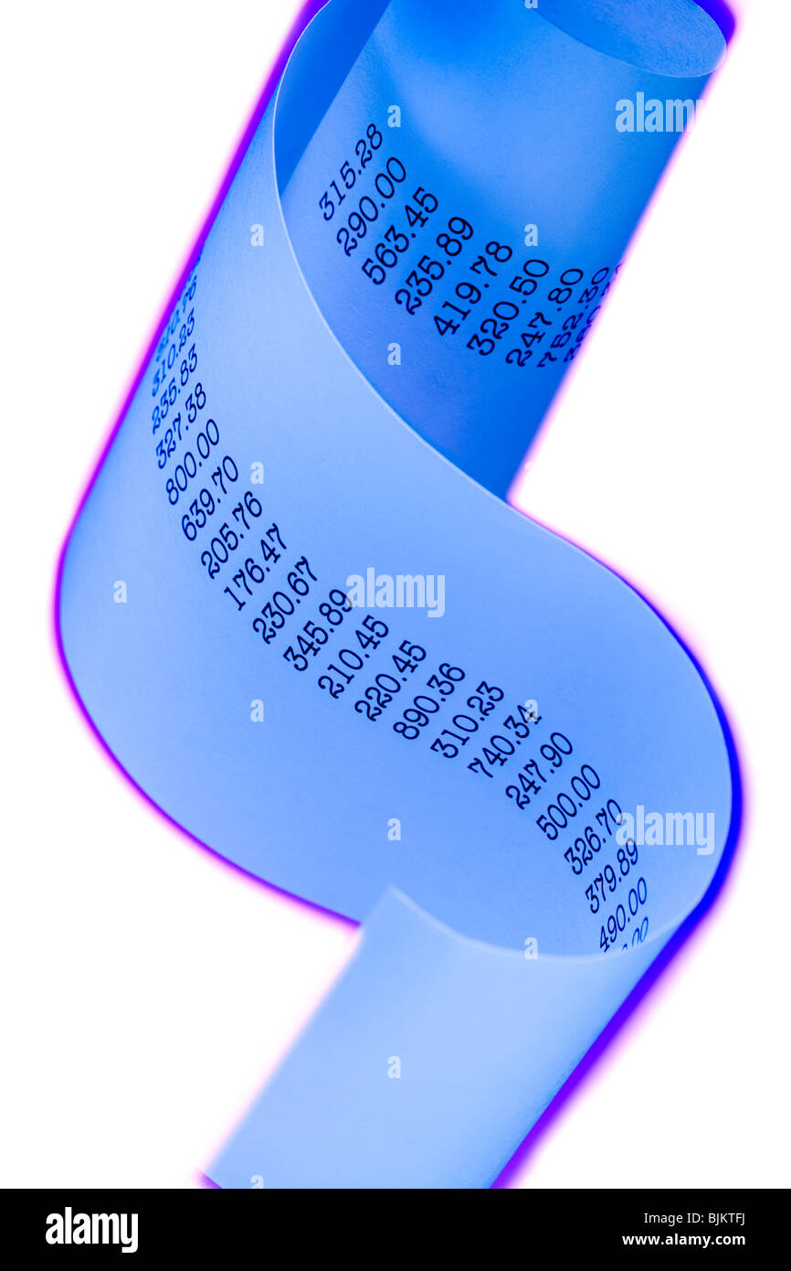 Adding machine tape Stock Photo Alamy