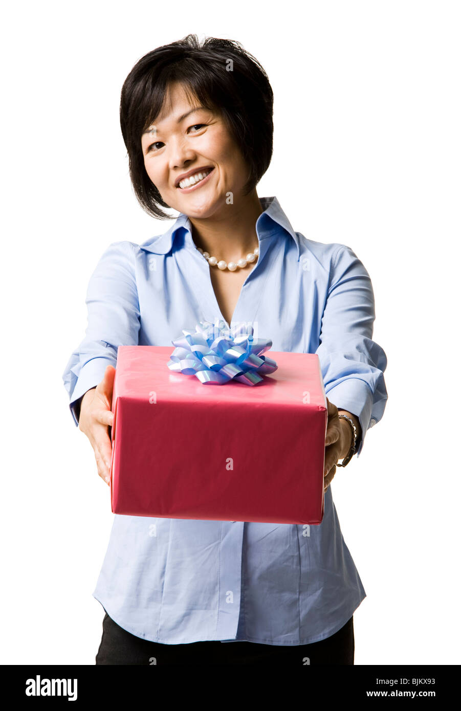 Woman with gift box Stock Photo