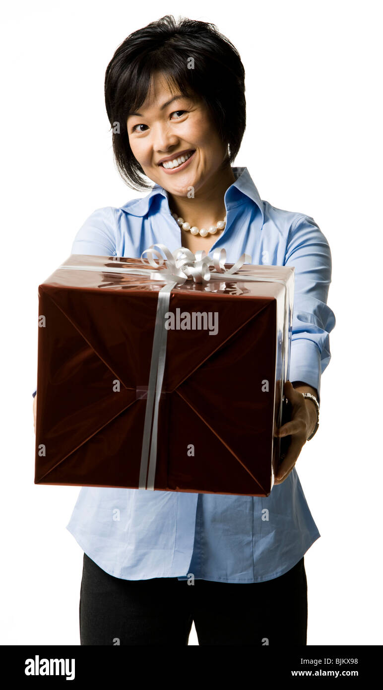 Woman with gift box Stock Photo