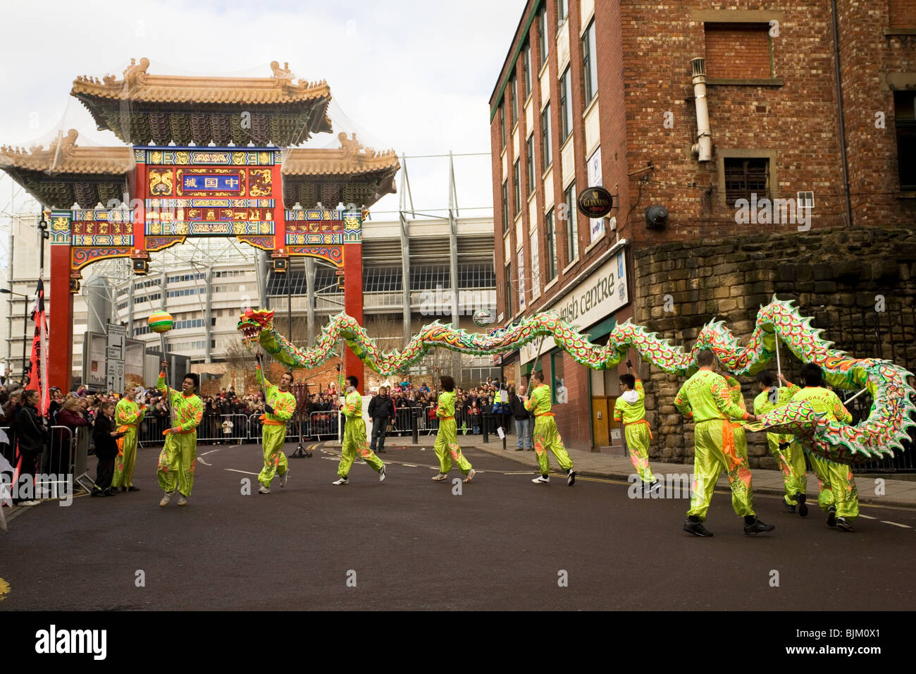 A dragon dance is held at the Chinese Gate as part of Chinese New Year