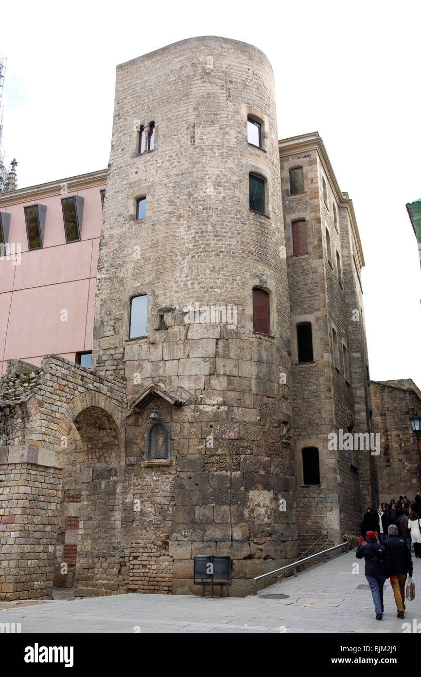 Medieval architecture in Barri Gòtic - on Ancient city walk Stock Photo