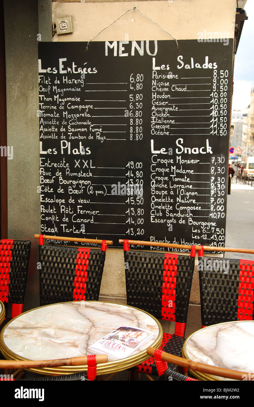 menu at Parisian restaurant Montmartre Paris France Stock Photo