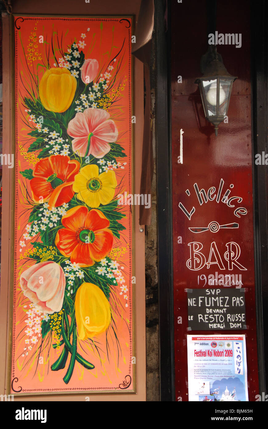 decorative sign at Parisian restaurant Montmartre Paris France Stock Photo