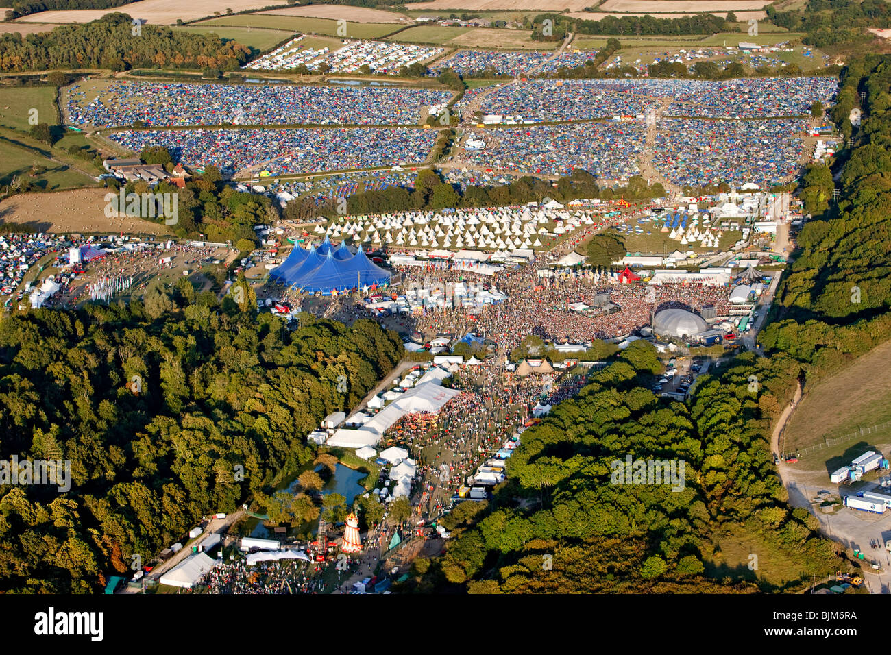 Aerial view of the 2009 Bestival. Isle of Wight, England, UK Stock Photo