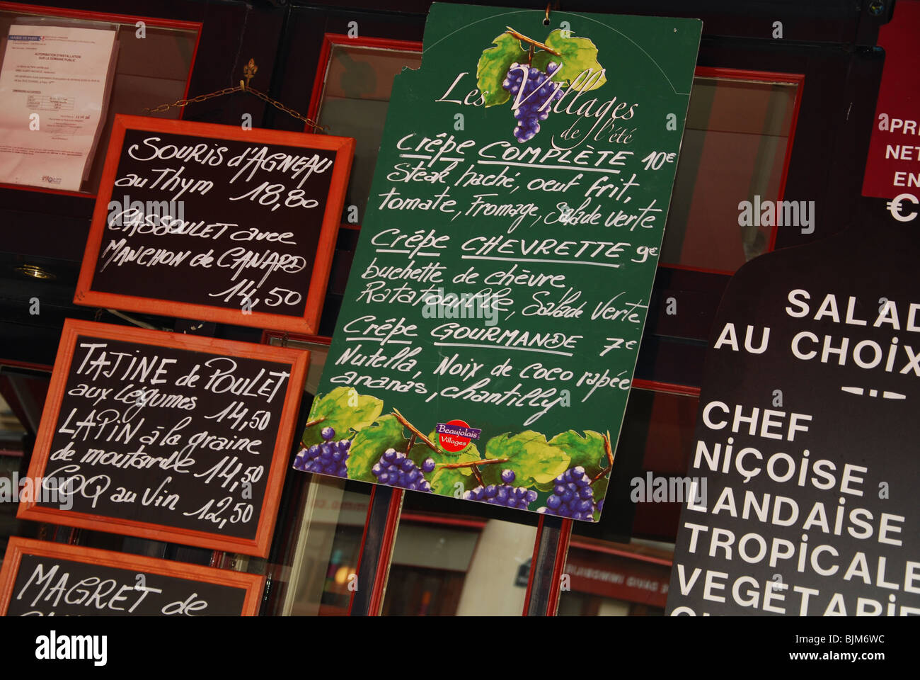 menu at Parisian restaurant Montmartre Paris France Stock Photo