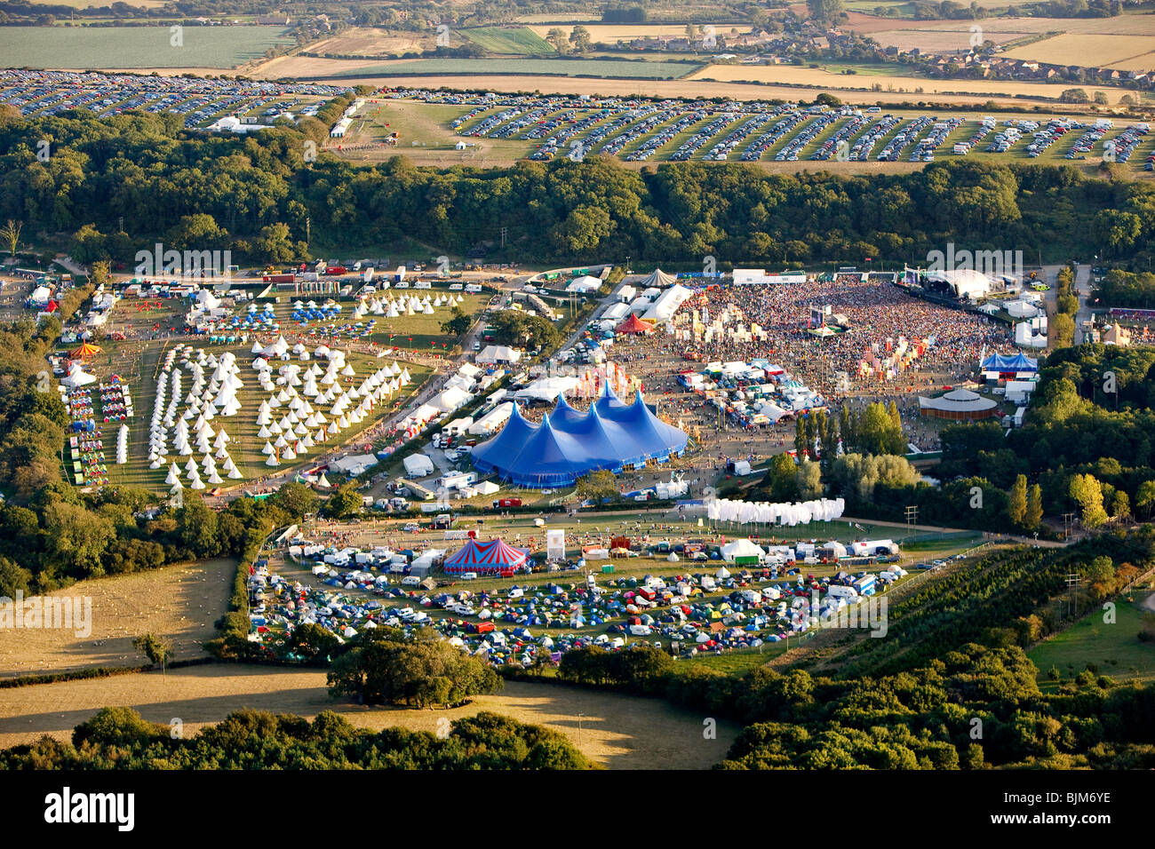 Aerial view of the 2009 Bestival. Isle of Wight, England, UK Stock Photo