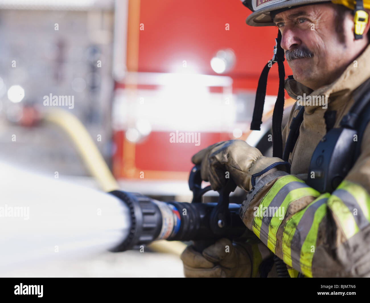 Portrait of a firefighter smiling Stock Photo