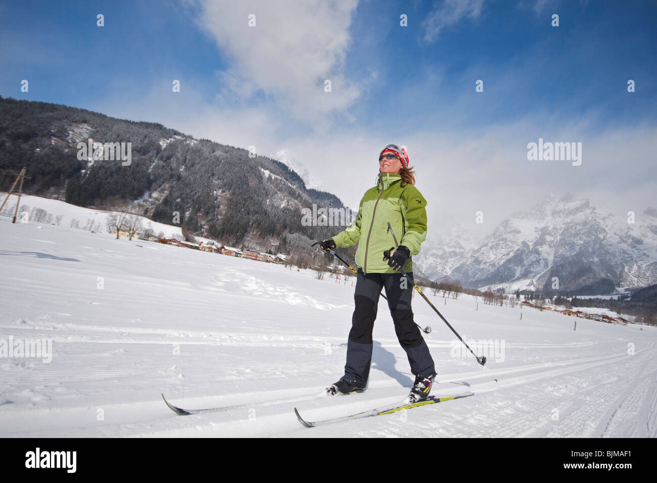 Cross country skier on the track Stock Photo Alamy