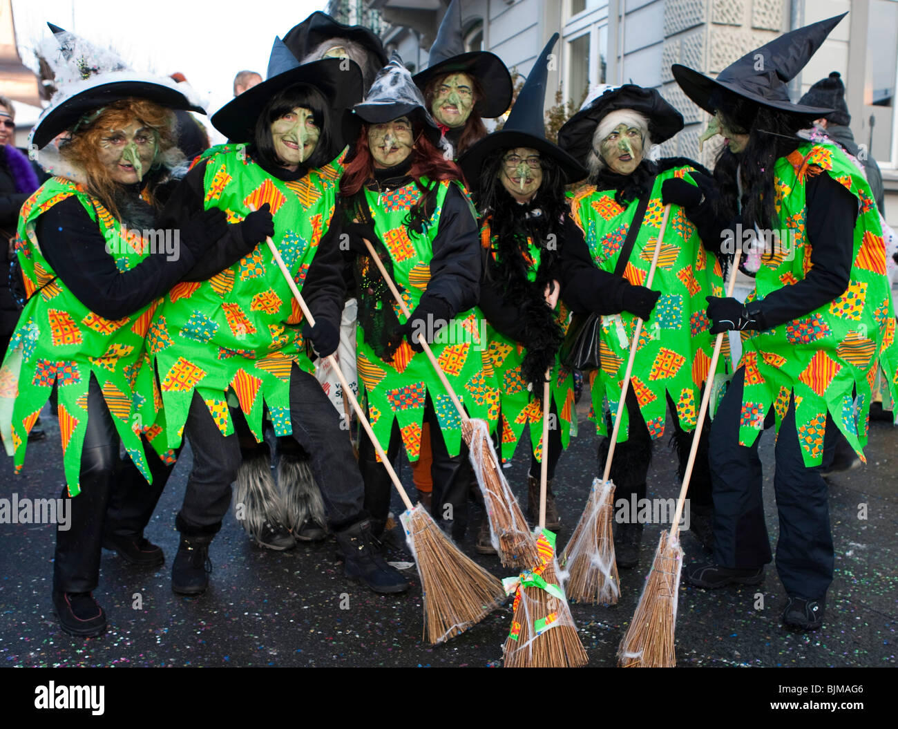 Witches at the carnival procession in Malters, Lucerne, Switzerland, Europe Stock Photo