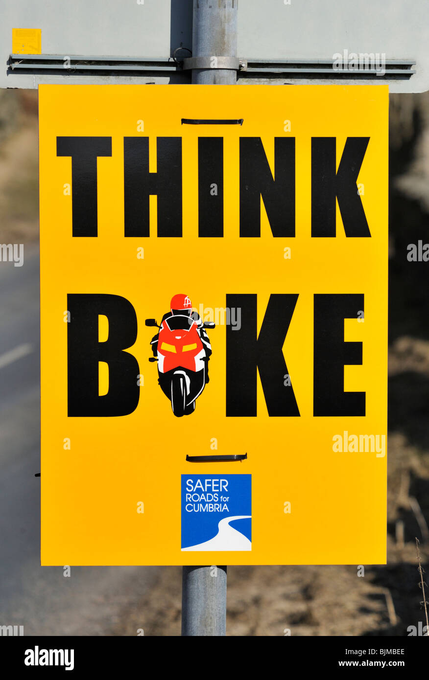 'THINK BIKE'. Safer roads for Cumbria poster. Cumbria, England, United Kingdom, Europe. Stock Photo